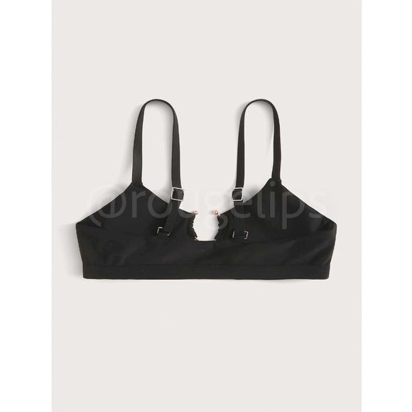 Black Swim Top Bra Ring Detail - Picture 4 of 8